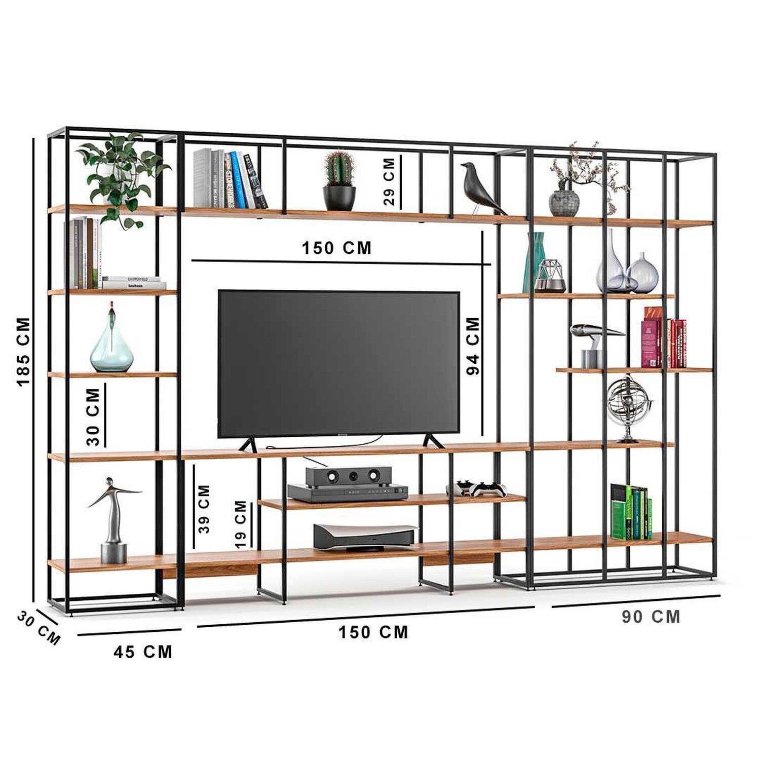 Conjunto de Estantes para Tv em Ferro e Madeira Lisse - 5