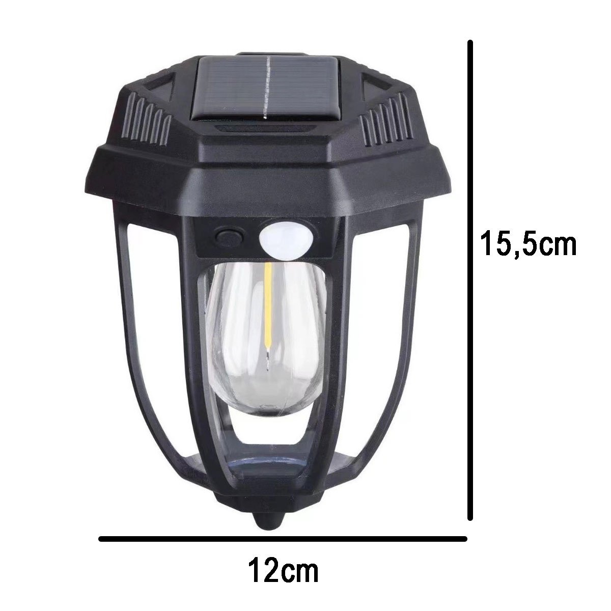 Luminaria Solar Arandela Vintage Retro Colonial Led Filamento Sensor de Presença Movimento 3 Modos C - 7
