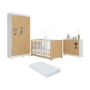 Ver imagem 1 de Quarto de Bebê Completo Berço Americano 3 em 1 Colchão Bombom Multimóveis Mp4638 Branco/