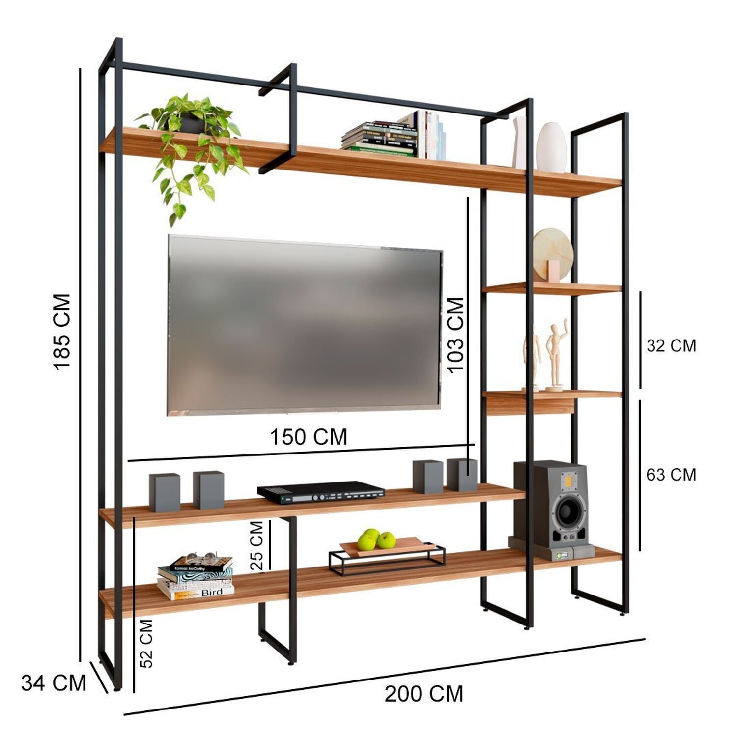 Estante para Tv Industrial Urban com 200cm - 3