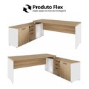 Ver imagem 4 de Mesa para Escritório em L com Armário Lateral Moderno 3 Gavetas Macadâmia com Branco F5 Office