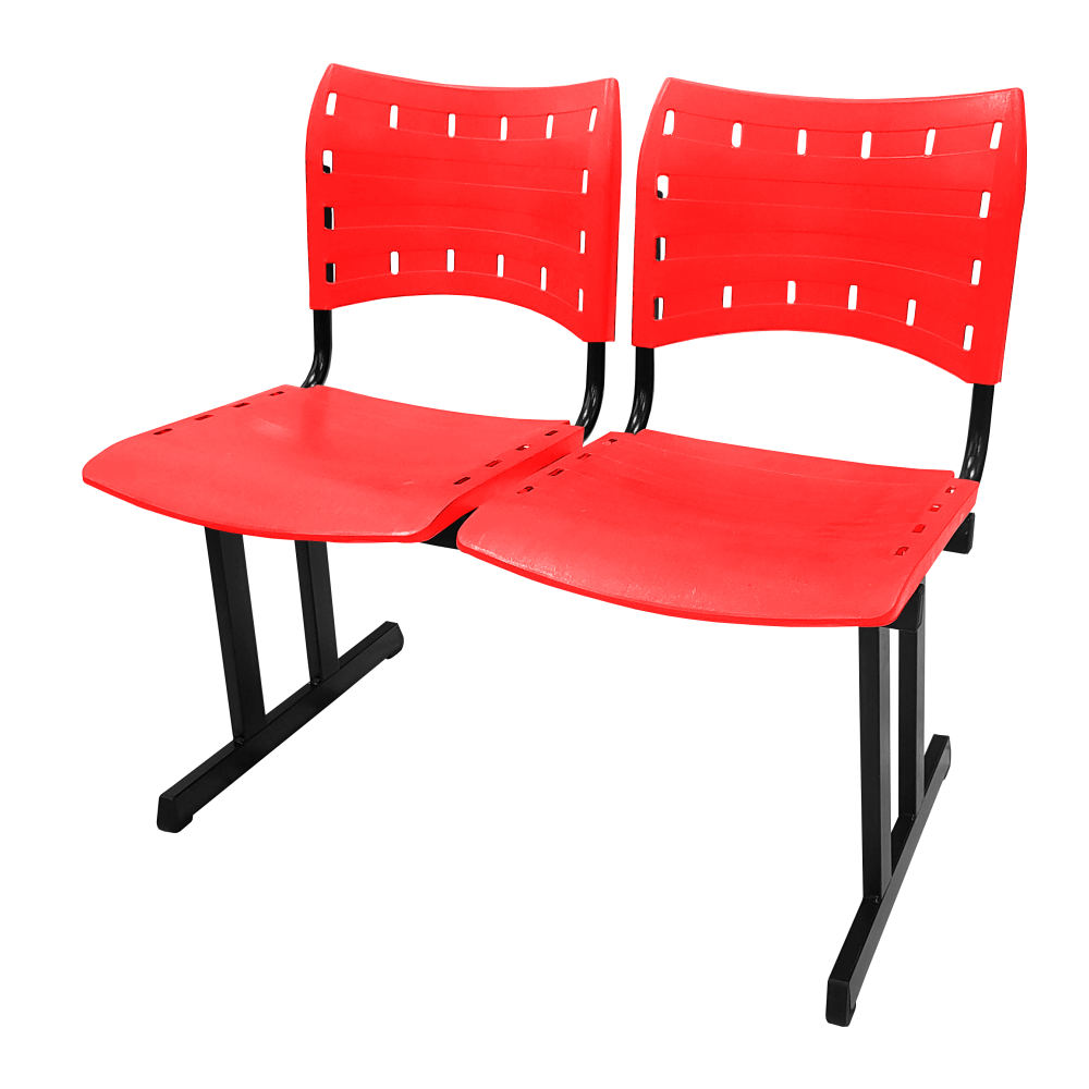 Cadeira Iso Rp Longarina Polipropileno 2 Lugares Colorida Cor:vermelho