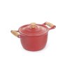 Caldeirão Alumínio Alça de Madeira 14cm Vermelho - 2