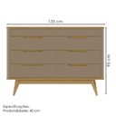 Ver imagem 3 de Comoda 8 Gavetas Pes Madeira 135 cm Vicenza Fendi Hannover Dcasa