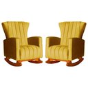 Ver imagem 1 de Kit 2 Poltronas Estofada Balanço Melinda Veludo Mostarda
