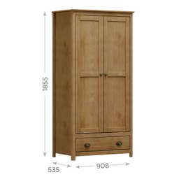 Guarda-Roupa Solteiro 2 Portas 1 Gaveta de Madeira Maciça Topázio  - 5