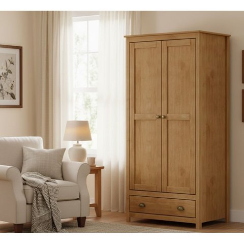 Guarda-Roupa Solteiro 2 Portas 1 Gaveta Topázio 100% Madeira Maciça