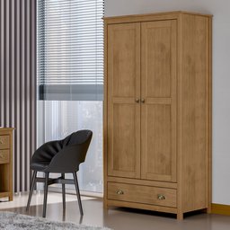 Guarda-Roupa Solteiro 2 Portas 1 Gaveta Topázio 100% Madeira Maciça - 9