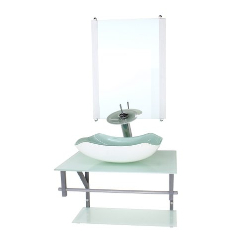 GABINETE DE VIDRO PARA BANHEIRO 60CM AC CUBA ABAULADA BRANCO FULL
