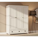 Ver imagem 1 de Guarda-Roupa 3 Portas 2 Gavetas Topázio 100% Madeira Maciça Branco/Freijó