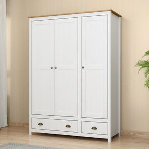 Guarda-Roupa 3 Portas 2 Gavetas de Madeira Maciça Topázio 