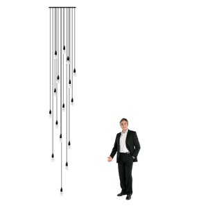 Lustre para Sala Pratic 16 Lâmpadas Preto Pé Direito Alto