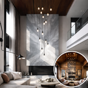 Ver imagem 5 de Lustre para Sala Pratic 16 Lâmpadas Preto Pé Direito Alto