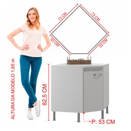 Balcão Modulado De Canto Com Tampo Fidelitá Viena 75cm 1 Porta - 4