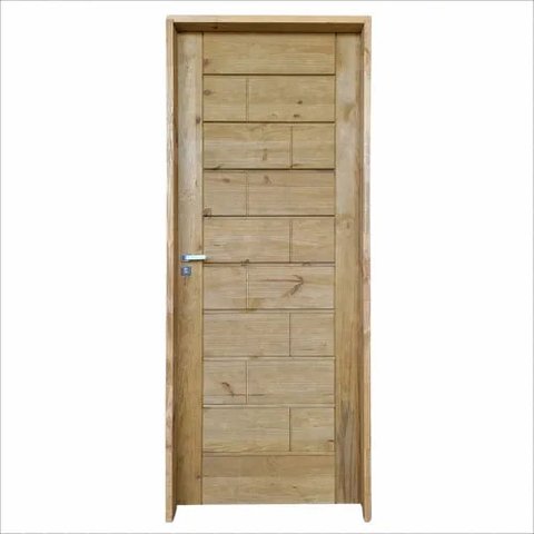 Kit Porta de Madeira Maciça Lado Direito 210x80cm Imbuia Allo Esquadrias