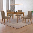 Ver imagem 1 de Mesa de Jantar Liz 120cm Mdf Canto Copo e com 4 Cadeiras Safira