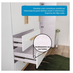 Quarto de Bebê Berço com Capitonê e Guarda-Roupa 100% MDF Retrô Kakau Yescasa Branco/Brilho/Amêndoa - 13 Quarto de Bebê Berço com Capitonê e Guarda-Roupa 100% MDF Retrô Kakau Yescasa Branco/Brilho/Amêndoa - 13