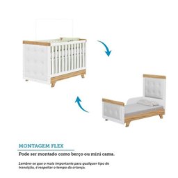 Quarto de Bebê Berço com Capitonê e Guarda-Roupa 100% MDF Retrô Kakau Yescasa Branco/Brilho/Amêndoa - 7 Quarto de Bebê Berço com Capitonê e Guarda-Roupa 100% MDF Retrô Kakau Yescasa Branco/Brilho/Amêndoa - 7