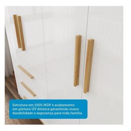 Quarto de Bebê Berço com Capitonê e Guarda-Roupa 100% MDF Retrô Kakau Yescasa Branco/Brilho/Amêndoa - 10 Quarto de Bebê Berço com Capitonê e Guarda-Roupa 100% MDF Retrô Kakau Yescasa Branco/Brilho/Amêndoa - 10