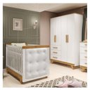 Ver imagem 1 de Quarto de Bebê Berço com Capitonê e Guarda-Roupa 100% MDF Retrô Kakau Yescasa Branco/Brilho/Amêndoa