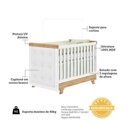 Quarto de Bebê Berço com Capitonê e Guarda-roupa 100% Mdf Retrô Kakau Espresso Móveis - 6 Quarto de Bebê Berço com Capitonê e Guarda-roupa 100% Mdf Retrô Kakau Espresso Móveis - 6