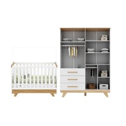 Quarto de Bebê Berço com Capitonê e Guarda-roupa 100% Mdf Retrô Kakau Espresso Móveis - 4 Quarto de Bebê Berço com Capitonê e Guarda-roupa 100% Mdf Retrô Kakau Espresso Móveis - 4