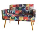 Ver imagem 1 de Namoradeira Nina Decorativa Suede Triângulo 2 Lugares Pés Madeira Ms Decor