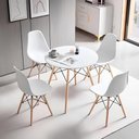 Ver imagem 1 de Conjunto Mesa 90cm + 4 Cadeiras Charles Eames Eiffel Trevisul - Branco
