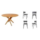 Ver imagem 3 de Conjunto Sala de Jantar Mesa Lisboa 4 Cadeiras Alloa Madeira Maciça Marrom/Cinza Yescasa Bege