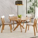 Ver imagem 5 de Conjunto Sala de Jantar Mesa Lisboa Madeira Maciça com 4 Cadeiras Alloa