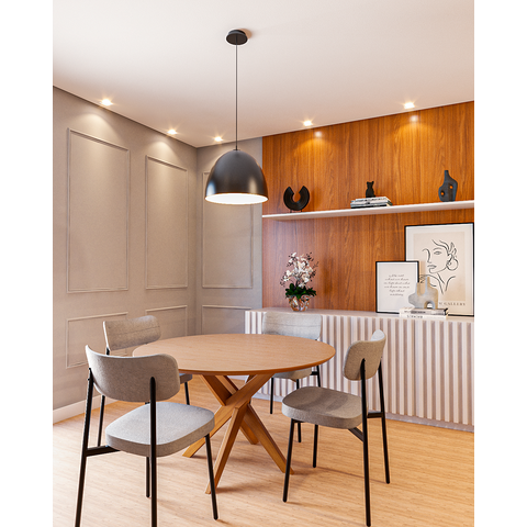 Conjunto Sala de Jantar Mesa Lisboa 4 Cadeiras Alloa Madeira Maciça Marrom/Cinza Yescasa Bege