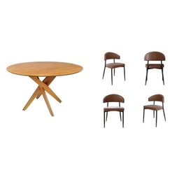 Conjunto Sala de Jantar Mesa Lisboa Madeira Maciça com 4 Cadeiras Bless - 3