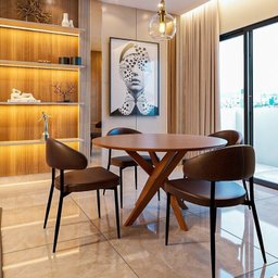 Conjunto Sala de Jantar Mesa Lisboa Madeira Maciça com 4 Cadeiras Bless - 1