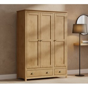 Guarda-Roupa 3 Portas 2 Gavetas Topázio 100% Madeira Maciça