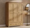 Ver imagem 1 de Guarda-Roupa 3 Portas 2 Gavetas Topázio 100% Madeira Maciça Marrom/Freijó