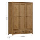 Ver imagem 4 de Guarda-Roupa 3 Portas 2 Gavetas Topázio 100% Madeira Maciça Marrom/Freijó