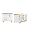 Ver imagem 3 de Quarto de Bebê Berço com Capitonê e Cômoda 100% MDF Retrô Kakau Yescasa Branco/Brilho/Amêndoa