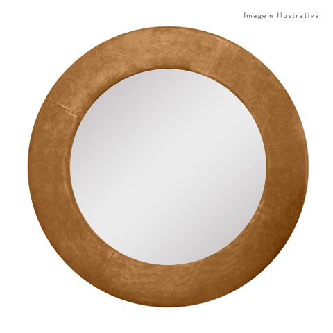 Espelho Decorativo Madrid Corino 70cm Redondo Terracota