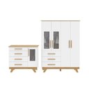 Ver imagem 3 de Quarto Infantil com Guarda-Roupa e Cômoda com Janelas 100% MDF Retrô Kakau Espresso Móveis Branco/Brilho/Amêndoa