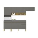 Ver imagem 4 de Cozinha Compacta Modulada 4 Peças com Balcão 120cm com Tampo Line Cinza/Gris/Freijó