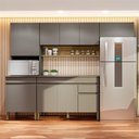 Ver imagem 1 de Cozinha Compacta Modulada 4 Peças com Balcão 120cm com Tampo Line Cinza/Gris/Freijó