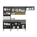 Ver imagem 3 de Cozinha Compacta Modulada 4 Peças com Balcão 120cm com Tampo Line Cinza/Gris/Freijó