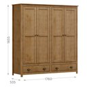 Ver imagem 4 de Guarda-Roupa 4 Portas 2 Gavetas Topázio 100% Madeira Maciça Marrom/Freijó