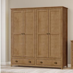 Guarda-Roupa 4 Portas 2 Gavetas Topázio 100% Madeira Maciça - 2