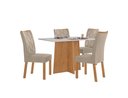 Ver imagem 1 de Conjunto Sala de Jantar Mesa Celebrare 120 Tampo Vidro Off White com 4 Cadeiras Rayla - Lopas Amendo