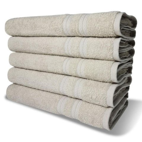 Kit com 6 Toalhas Banho 430g/m² Grande Grossa 80x150cm Itália Soft - Bege