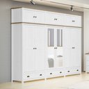 Ver imagem 1 de Guarda-Roupa Bipartido 12 Portas 3 Gavetas Topázio 100% Madeira Maciça Branco/Freijó