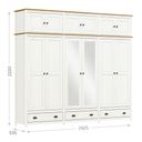 Ver imagem 4 de Guarda-Roupa Bipartido 12 Portas 3 Gavetas Topázio 100% Madeira Maciça Branco/Freijó