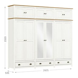 Guarda-Roupa Bipartido 12 Portas 3 Gavetas Topázio 100% Madeira Maciça - 4