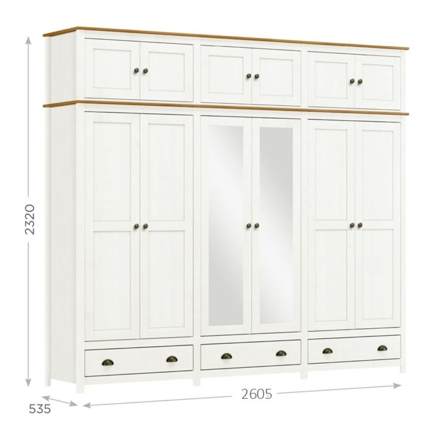 Guarda-Roupa Bipartido 12 Portas 3 Gavetas Topázio Madeira Maciça - 6